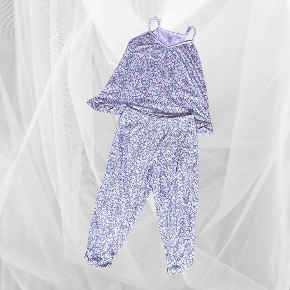 Floral Pink and Gray Pajama Set